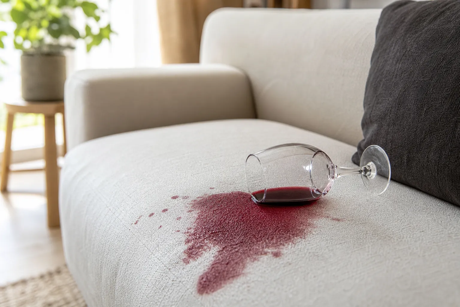 Comment enlever une tache de vin rouge sur un canapé en tissu, même déjà séchée